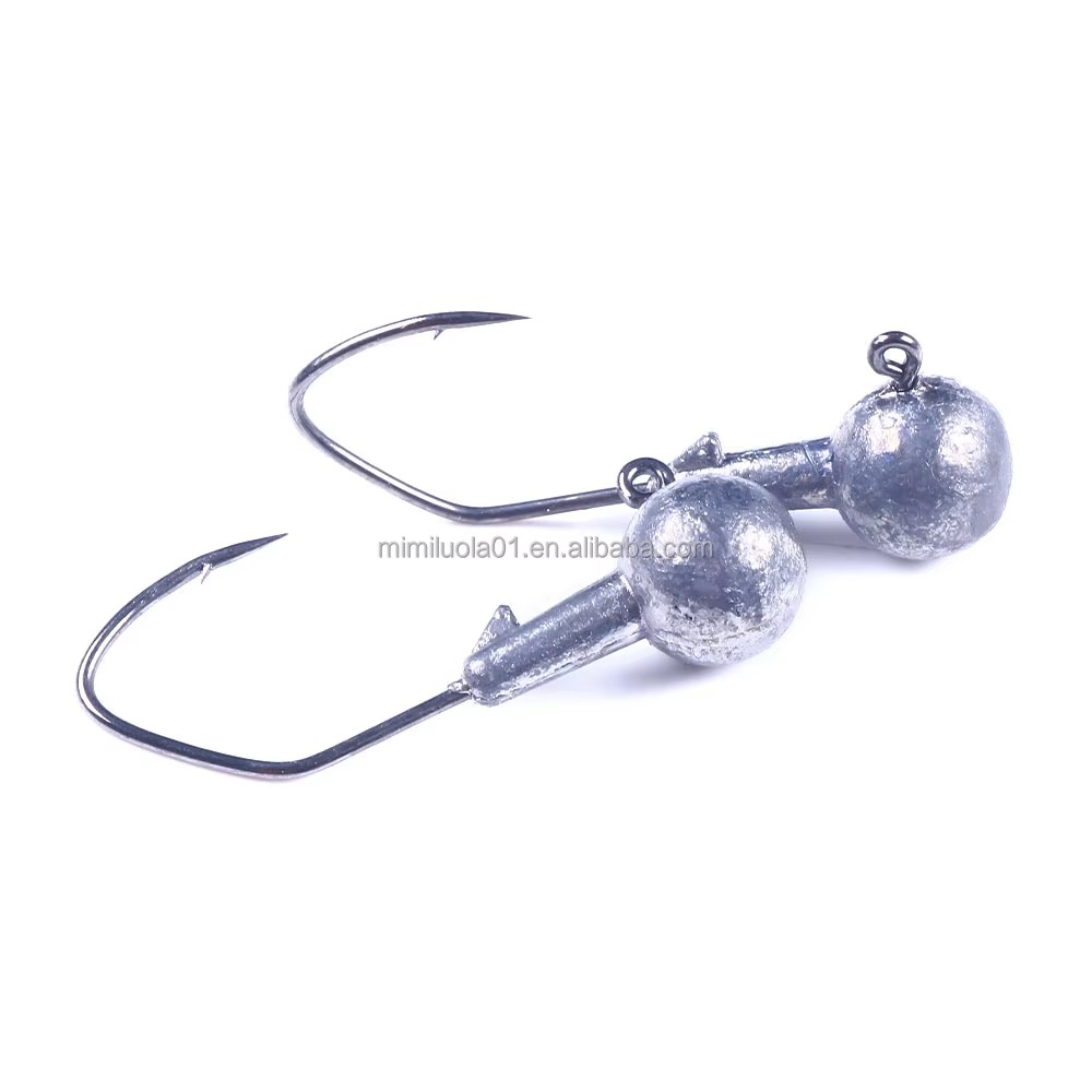 Wholesale JI031 1.75g 3.5g 5.25g Round Ball Shape Lead Jig Head Barbed Fishing Hooks