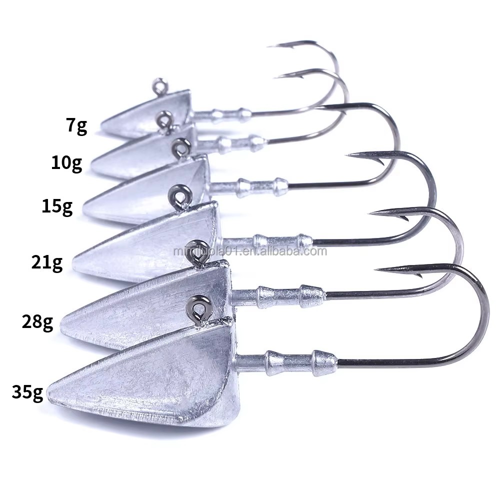Wholesale JI103 7g 10g 15g 21g 28g 35g Lead Jig Head Fishing Hooks