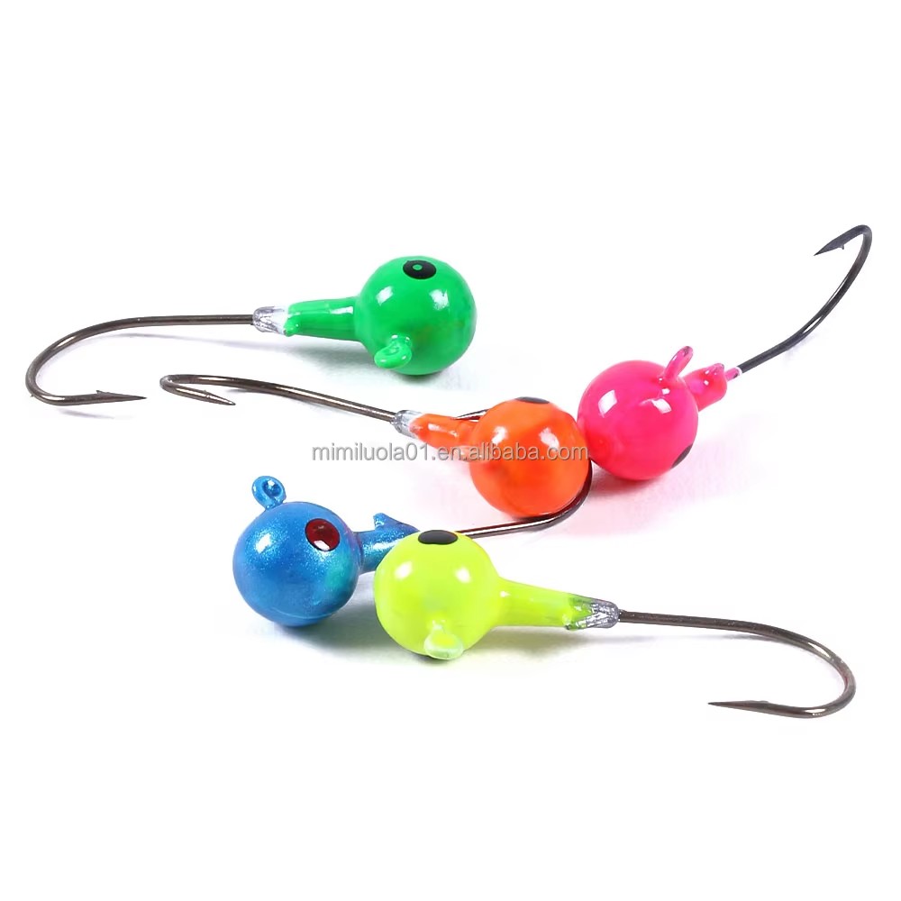 Wholesale JI0045 4cm 7g 5pcs/bag Mixed Colors Big Eye Round Lead Jig Head Fishing Hooks