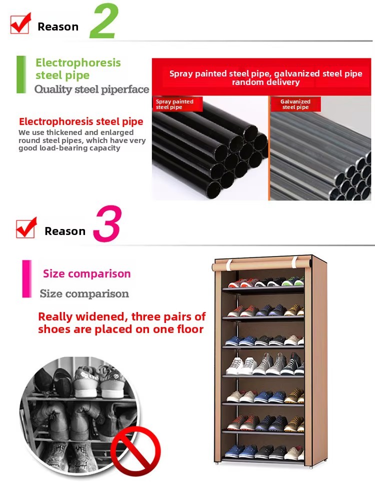 Modern Portable Multi-Layer Foldable Shoe Box Storage Organizer Dustproof Metal Shoe Cabinet with Self-Rack Feature