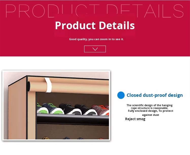 Modern Portable Multi-Layer Foldable Shoe Box Storage Organizer Dustproof Metal Shoe Cabinet with Self-Rack Feature