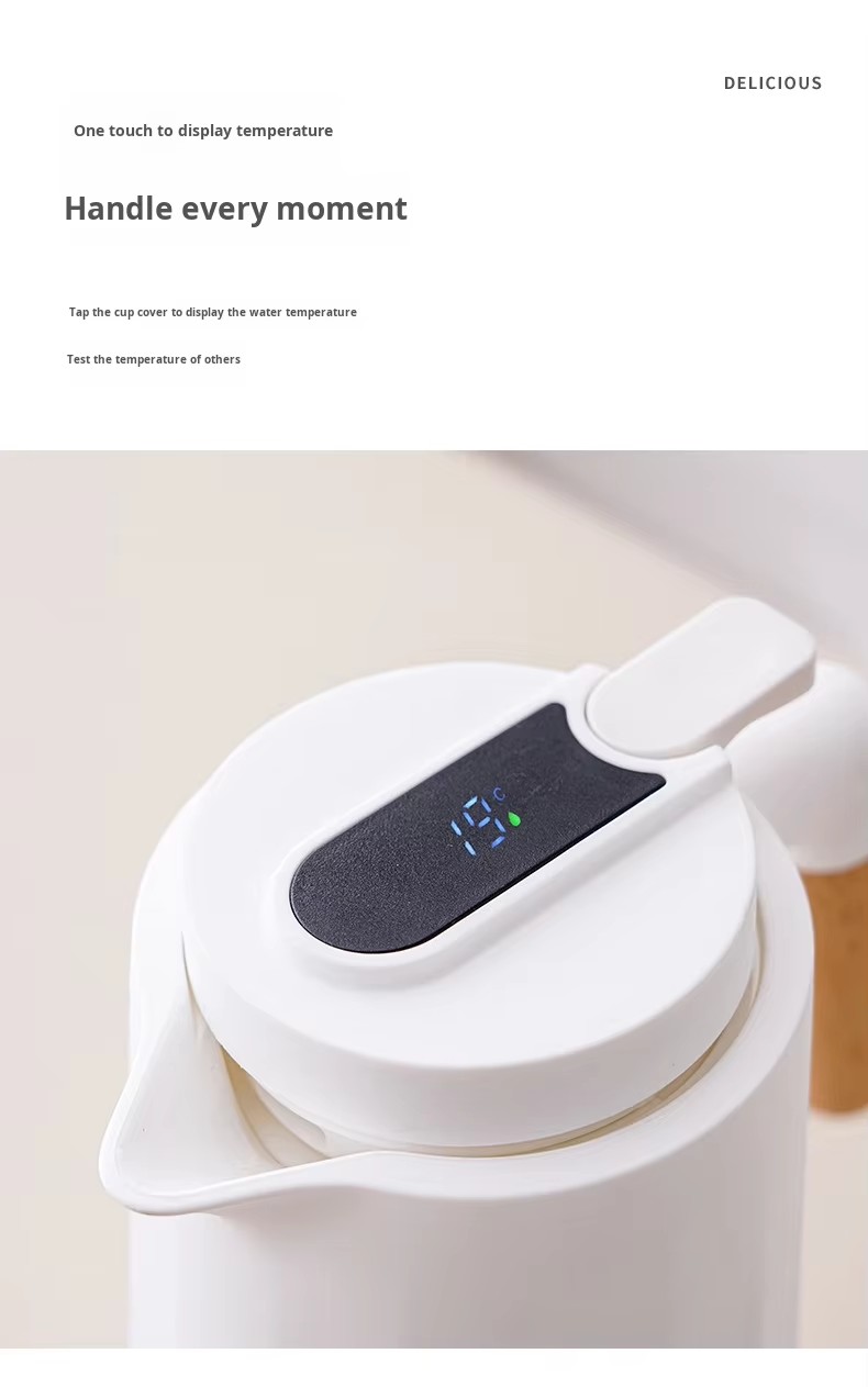 1L Vacuum Insulated Glass Inner Boiling Water Warmer Coffee Pot Water Jug Kettle With Leak Proof Lid Home Hotel Restaurant Use