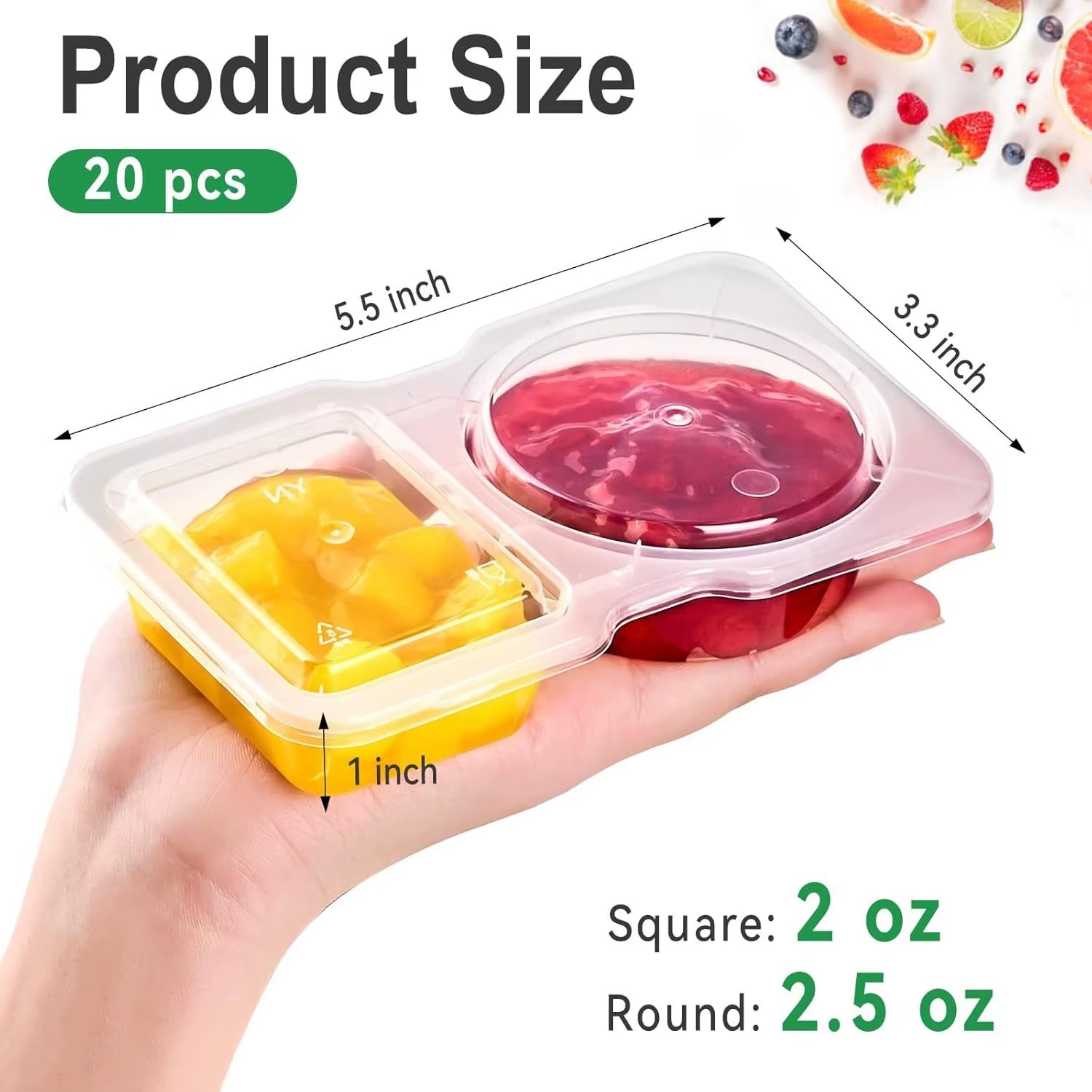 20-Pack Plastic Double Compartment Condiment Snack Boxes Container with Lids for Food Sauces Seasonings Cereal Refrigerator
