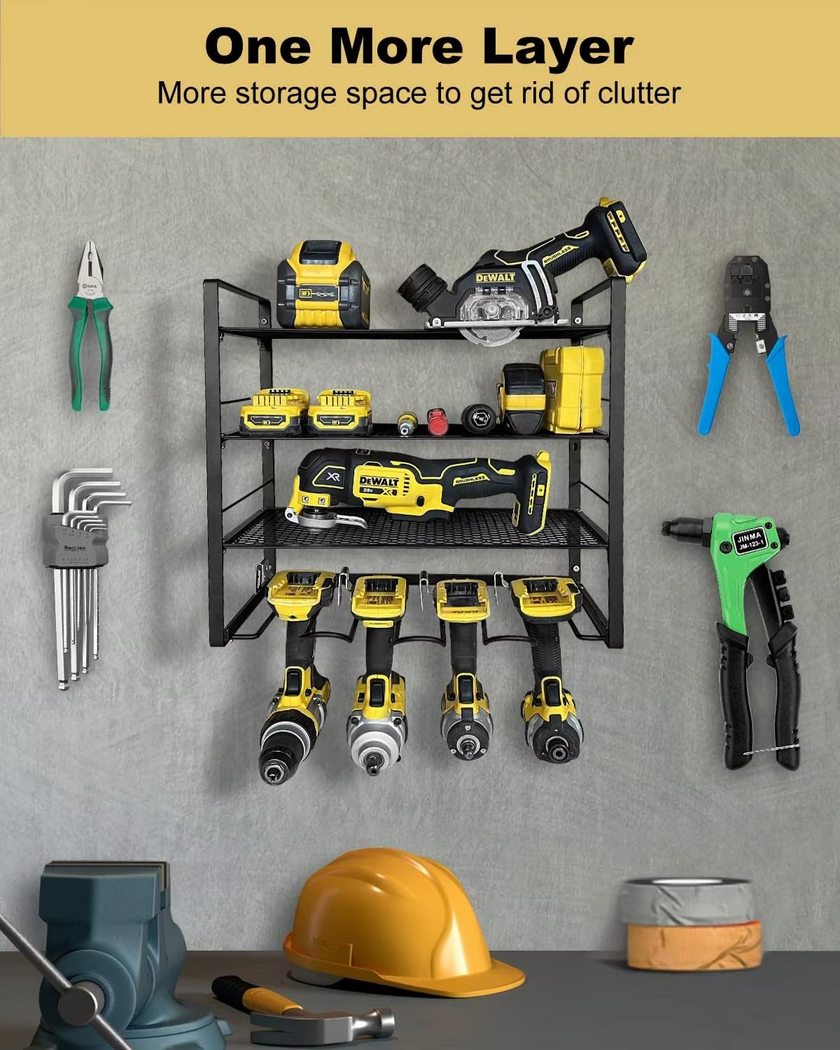 Drill Holder Wall Mount Heavy Duty Garage Tool Organizer Suitable Tool Rack for Workshop Rack Power Tool Organizer