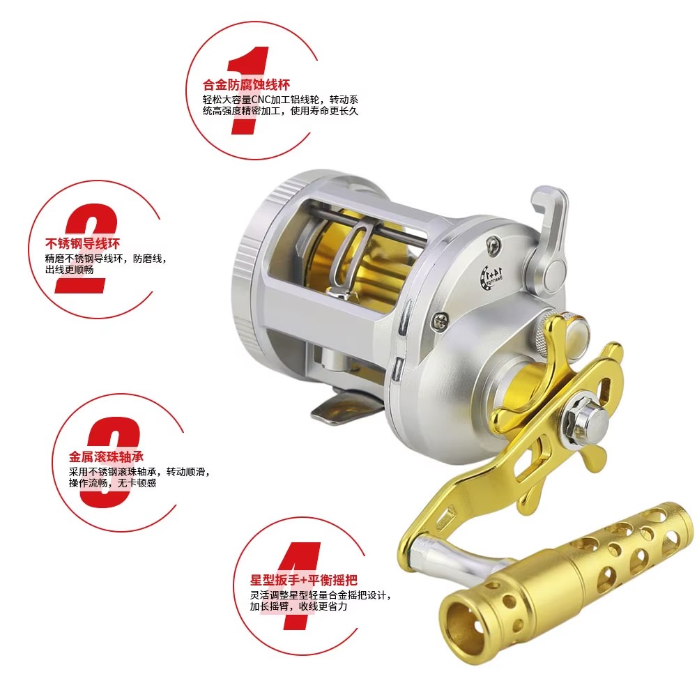 Corrosion protection Black and Silver Cast Drum Wheel Left and Right Hand Sea Baitcasting Fishing Reels
