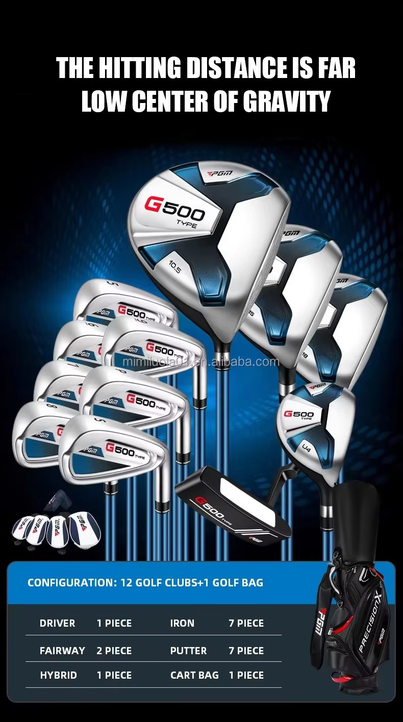 PGM MTG075 G500 Series Right Handed Men Beginner Golf Clubs Complete Set with Golf Bag