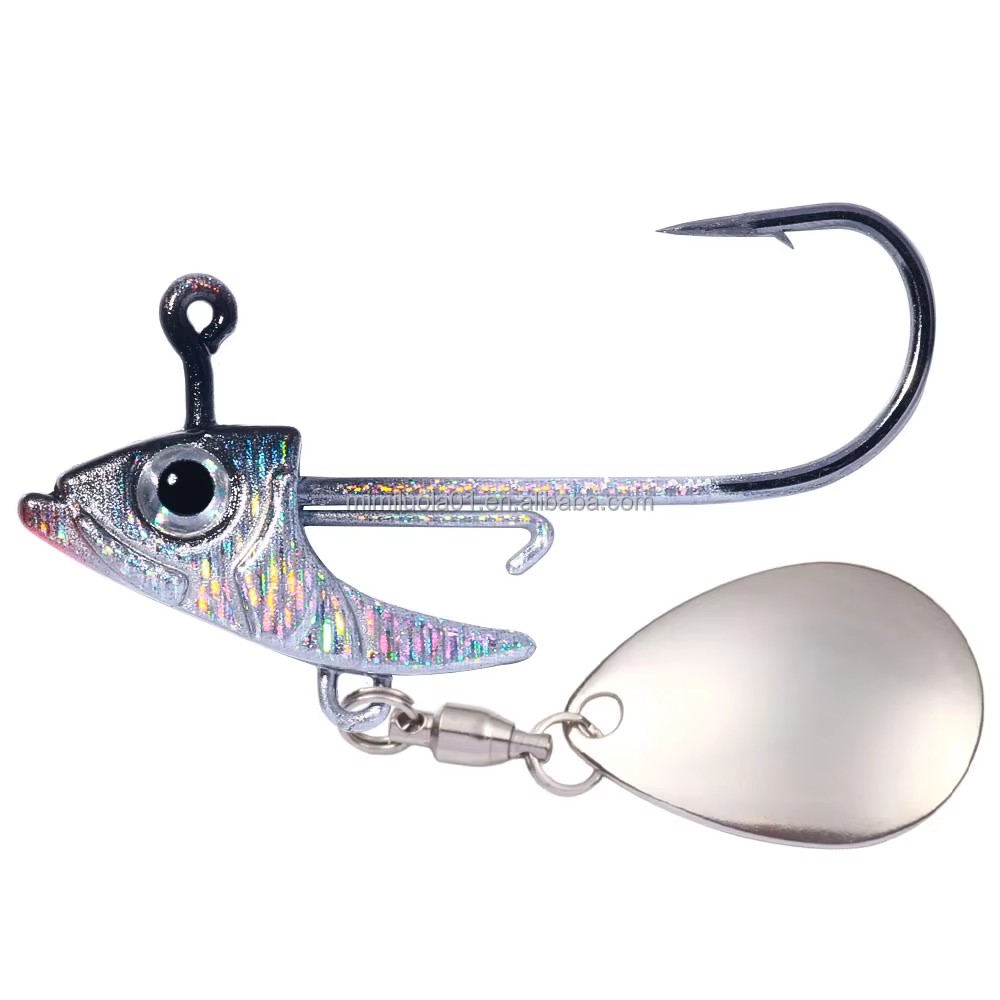 Wholesale JI025/JI026/JI027 7g 10g 15g 5pcs/bag Metal Jig Head Fishing Hooks with Spinner Blade