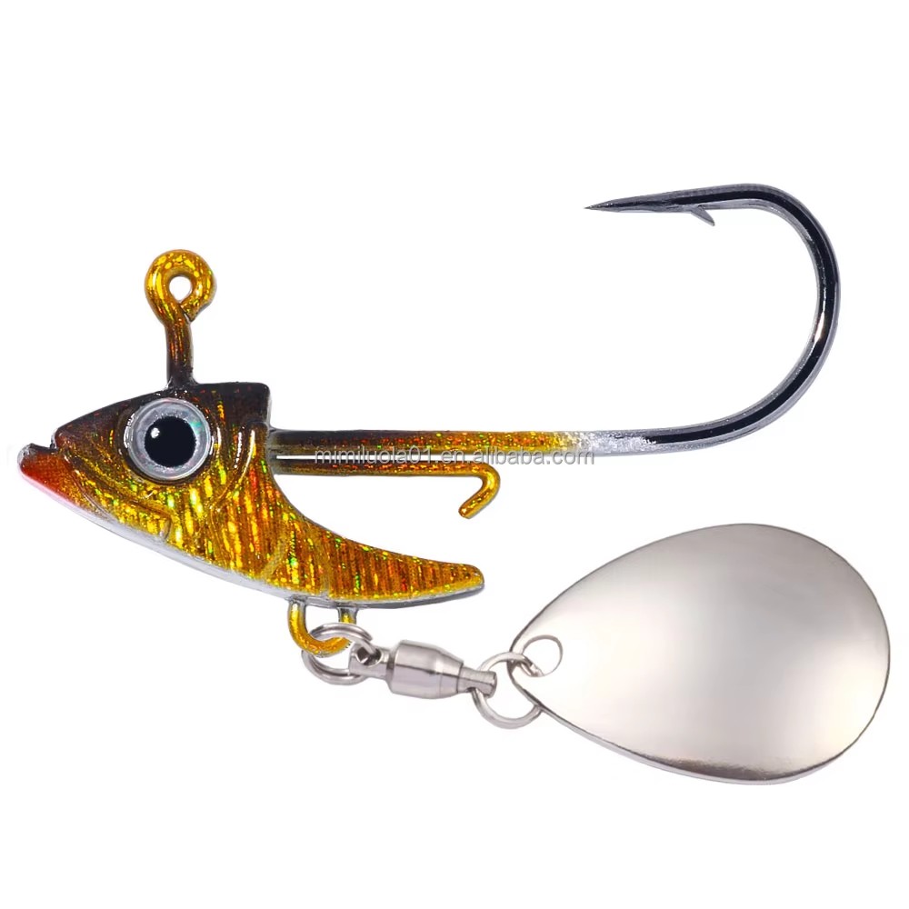 Wholesale JI025/JI026/JI027 7g 10g 15g 5pcs/bag Metal Jig Head Fishing Hooks with Spinner Blade