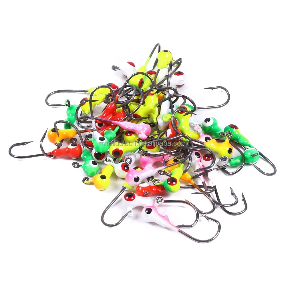 Wholesale JI001 1g 50pcs/bag Mixed Colors Big Eye Mini Lead Jig Head Hooks