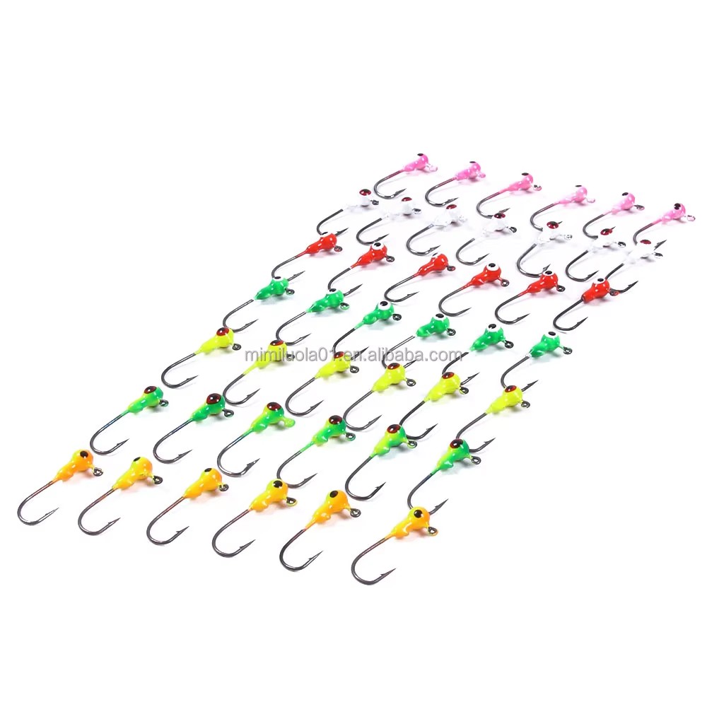 Wholesale JI001 1g 50pcs/bag Mixed Colors Big Eye Mini Lead Jig Head Hooks
