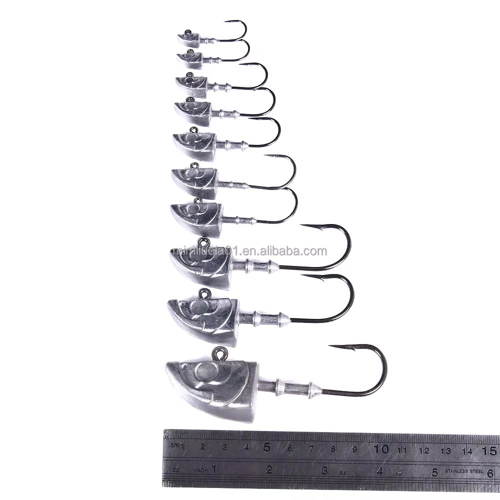 Wholesale JI101 5g 7g 9g 14g 21g 28g 36g 55g 75g 150g Fish Head Shape Lead Jig Head Fishing Hooks