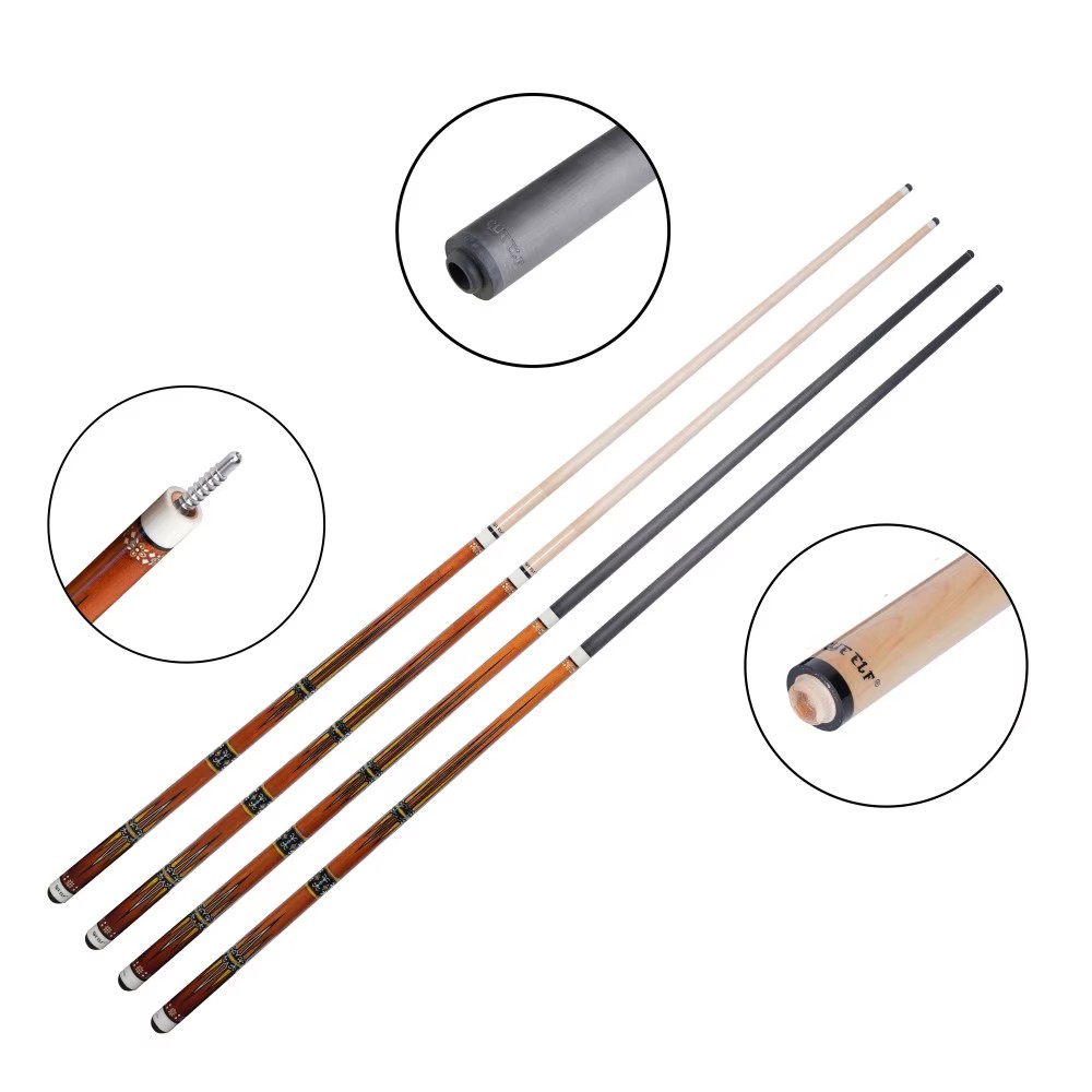 Orange Carbon Fiber and Maple Dual Shaft Carom Cue Carom Cue Sticks with Radial Pin Joint