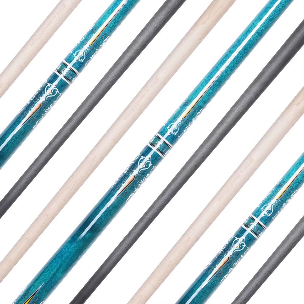 Blue Alternating Carbon Fiber and Maple Dual Shaft Carom Cue Carom Cue Sticks with Radial Pin Joint