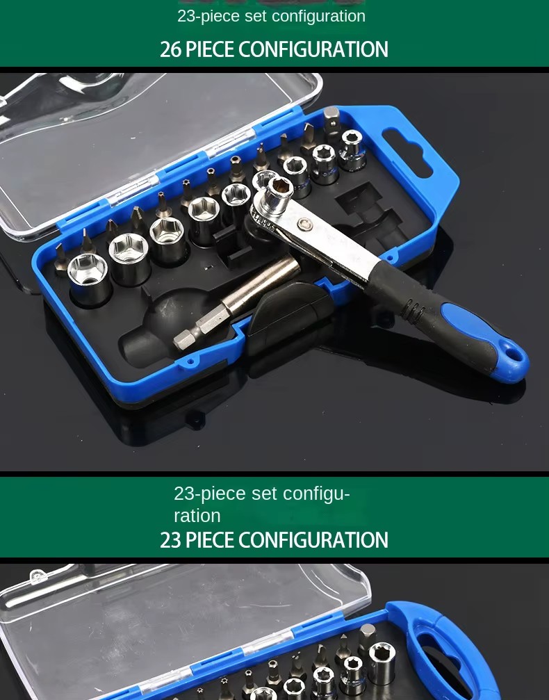 Qijun 38-Piece Hand Operated Combination Hardware Tool Set Chrome Vanadium Steel 3-Year Warranty for Household Use