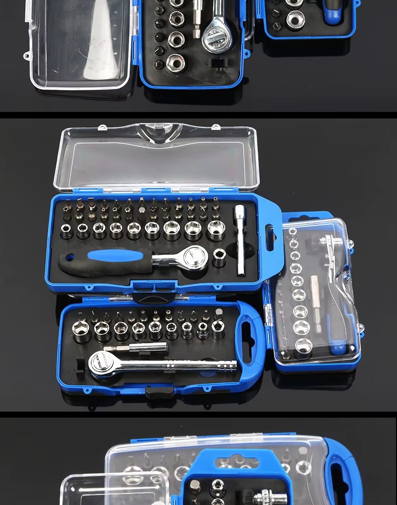 Qijun 38-Piece Hand Operated Combination Hardware Tool Set Chrome Vanadium Steel 3-Year Warranty for Household Use