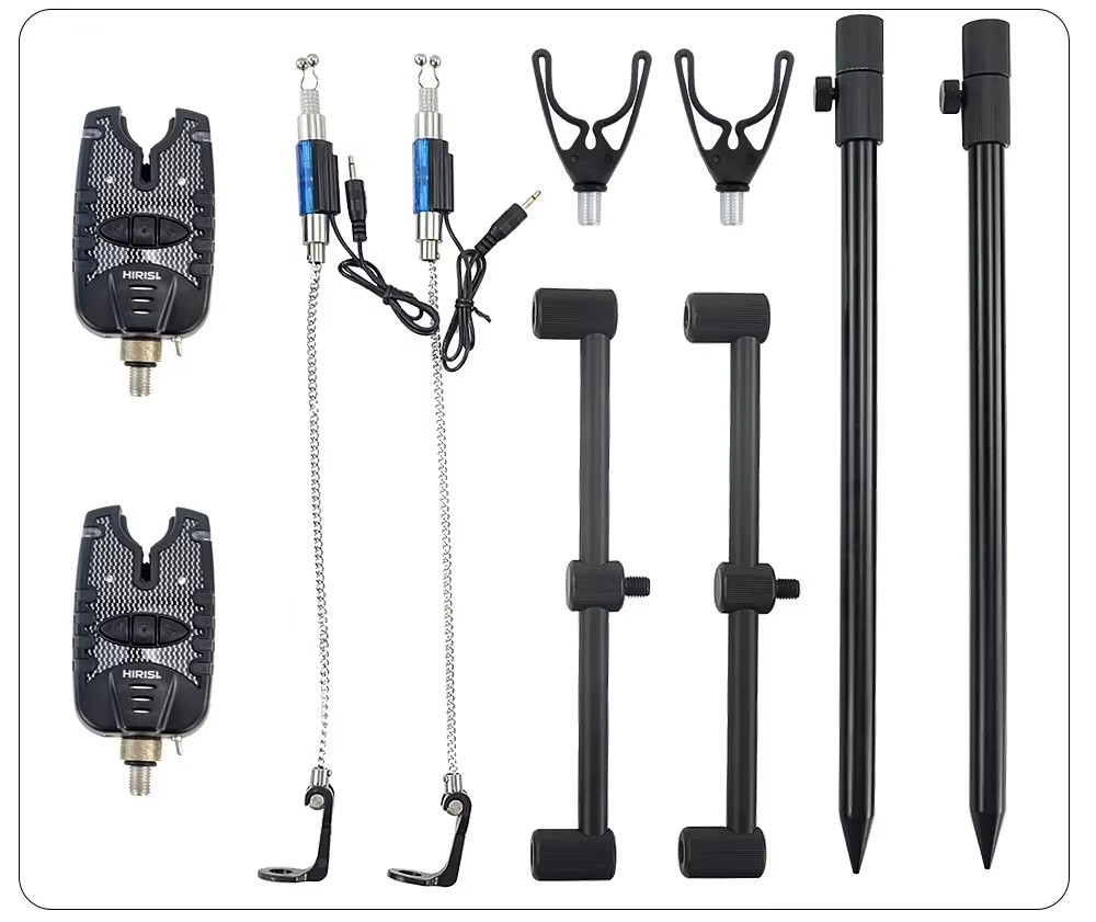 Carp Fishing Bite Alarm Set Buzz Bars Swingers Fishing Rod Rest Head Set with Portable Tackle Bag