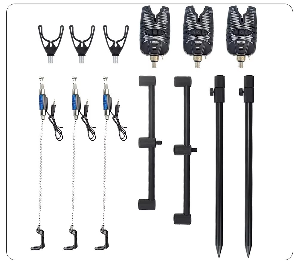Carp Fishing Bite Alarm Set Buzz Bars Swingers Fishing Rod Rest Head Set with Portable Tackle Bag