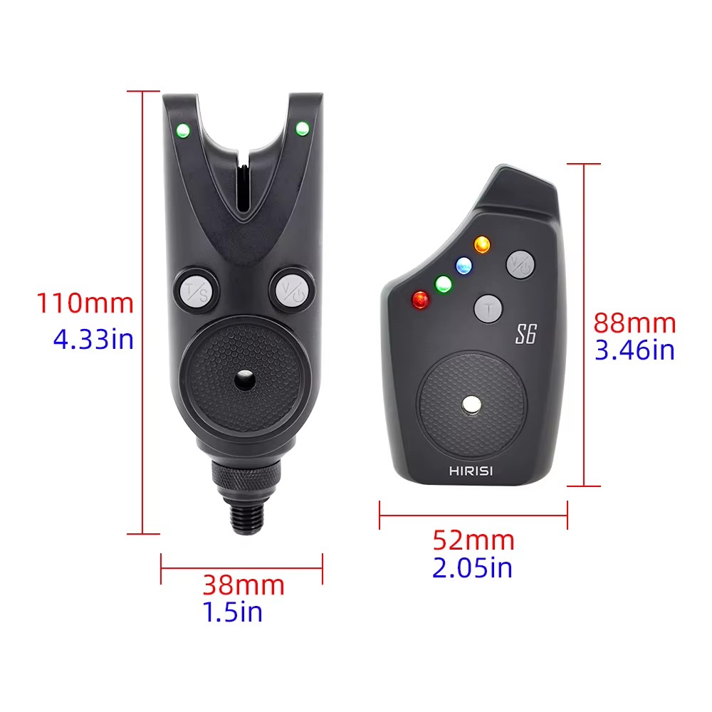 Hirisi Wireless Carp Fishing Alarm Set Waterproof Fishing Bite Indicator Carp Fishing Accessories S6
