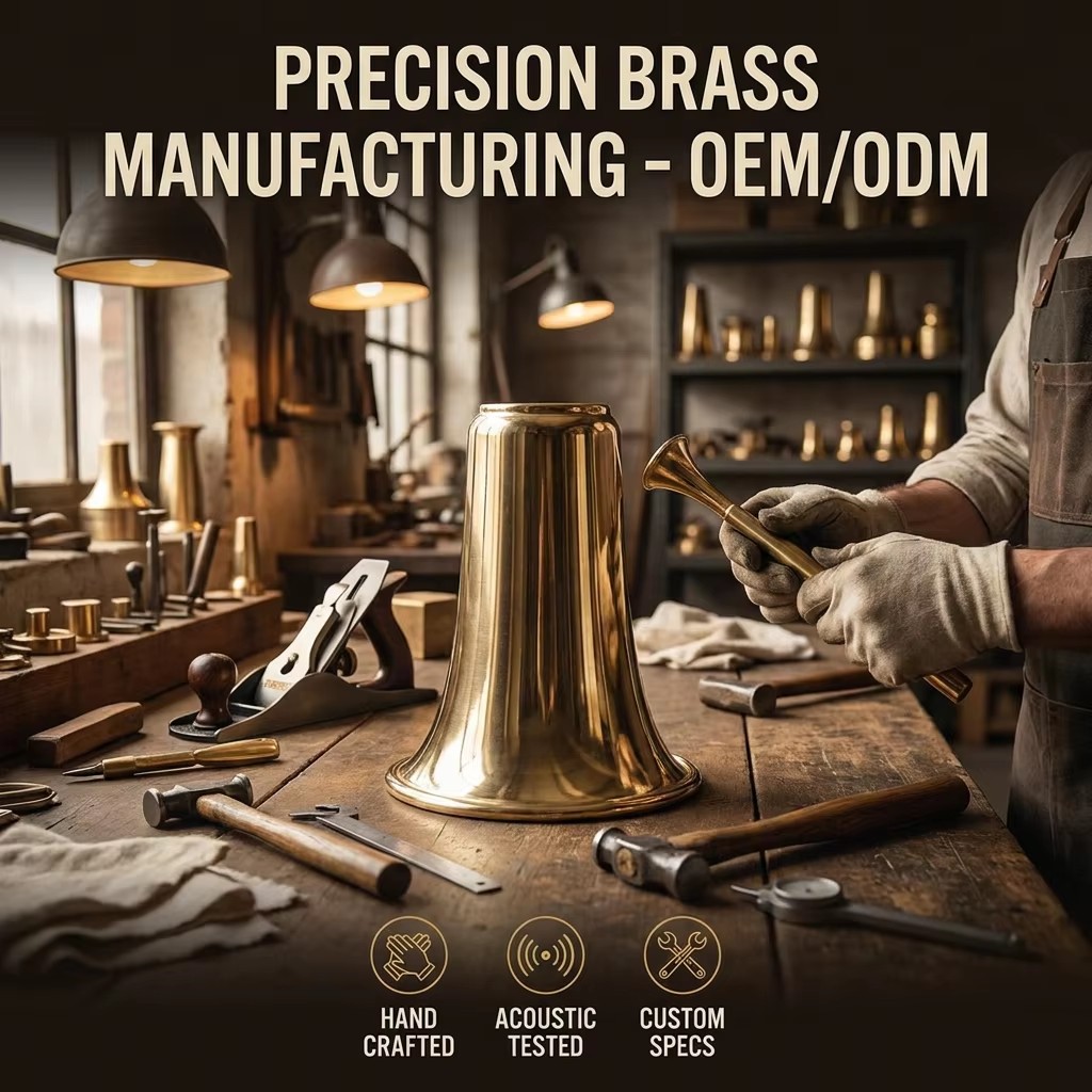 Custom Precision Spun Brass Horn Bell Mirror Polished Finish CNC Metal Spinning Musical Instrument Component