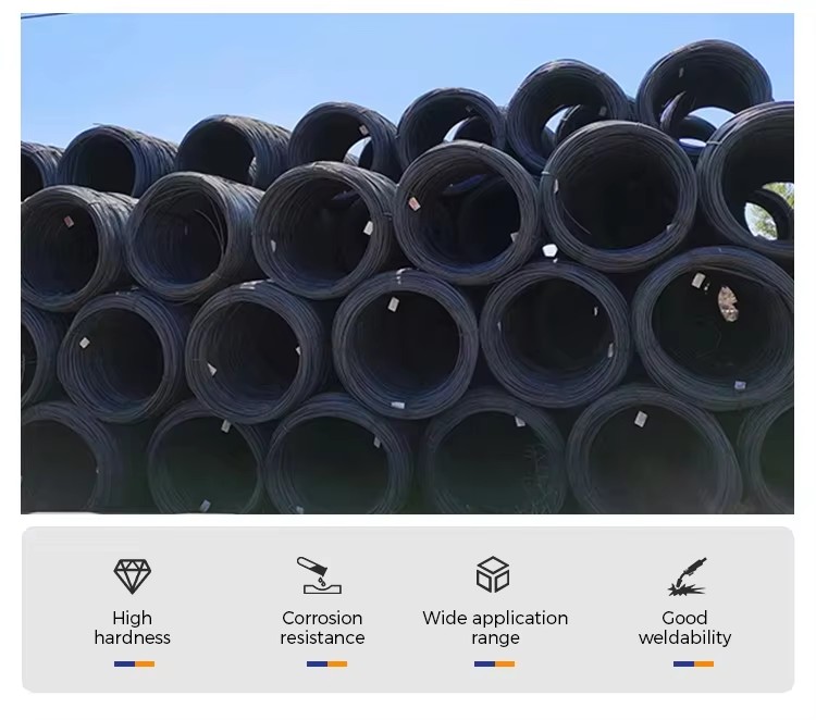 High Carbon Black Steel Drawn Wire Rod for Nails 4mm/6mm Q195 Grade GB Standard Bending & Welding Capable Non-Alloy