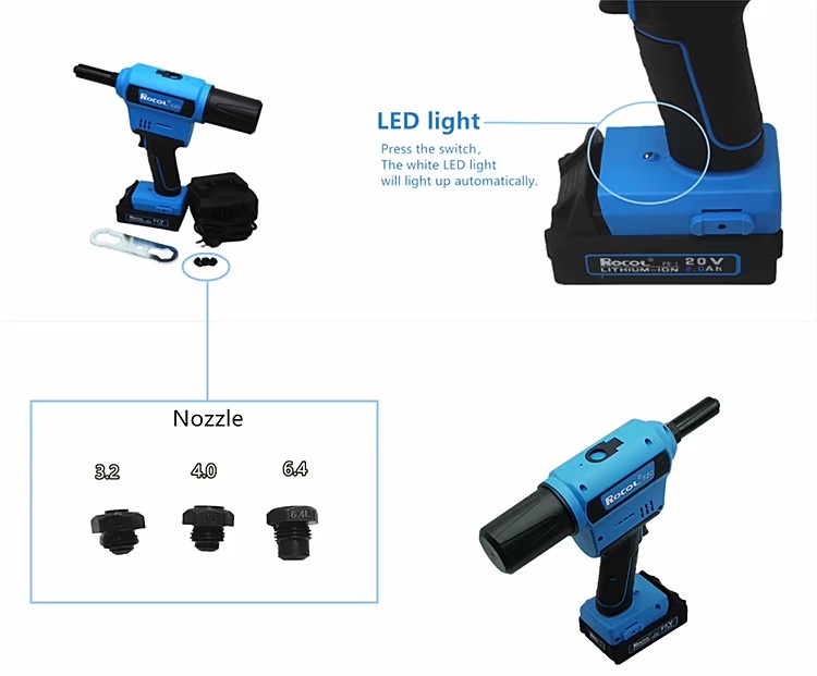 Rl-520 2.4-6.4mm Electric Rivet Gun Cordless Rivet Gun Blind Rivet Tool