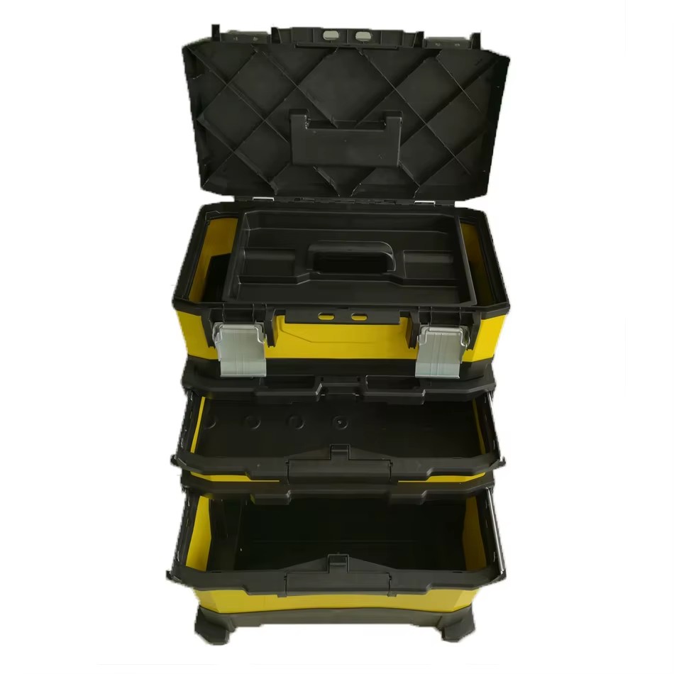 GD5007 Waterproof Tool Csae Various Compartment Plastic Hard Shell Stackable Trolley Toolbox With Wheels