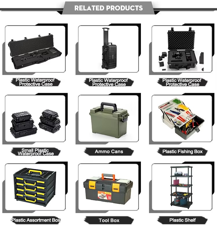 GD5007 Waterproof Tool Csae Various Compartment Plastic Hard Shell Stackable Trolley Toolbox With Wheels