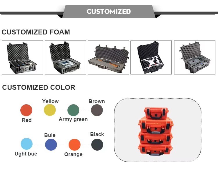 GD5007 Waterproof Tool Csae Various Compartment Plastic Hard Shell Stackable Trolley Toolbox With Wheels