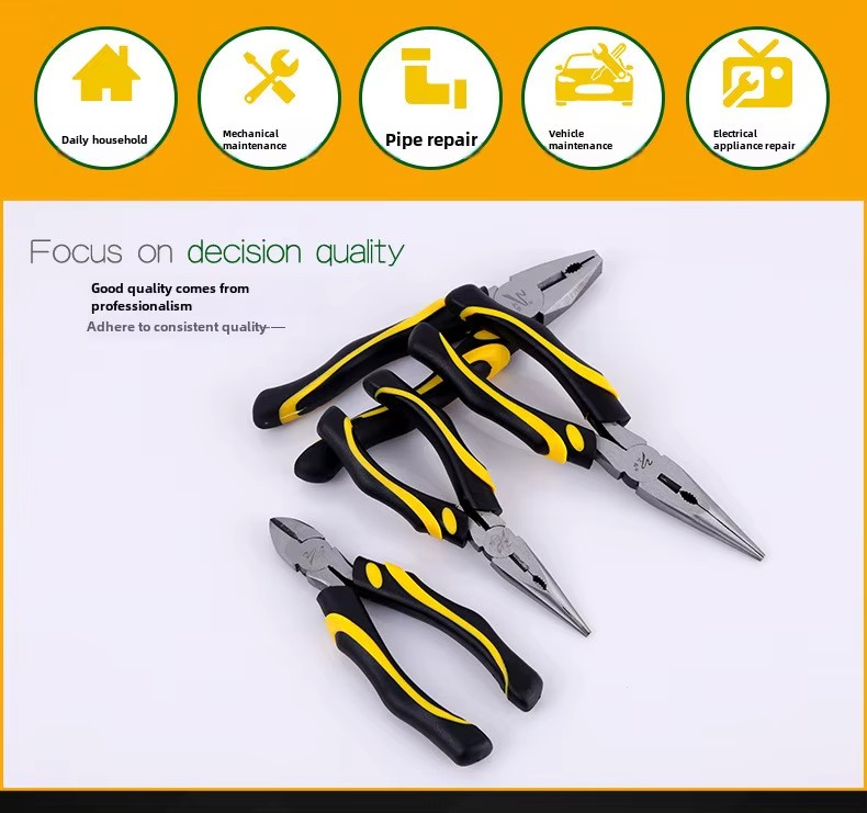 Sanhong 8inch Two-Color Handle Wire Cutters Manual Vise Pliers Home Multi-Functional Grip Wholesale Needle Nose Pliers