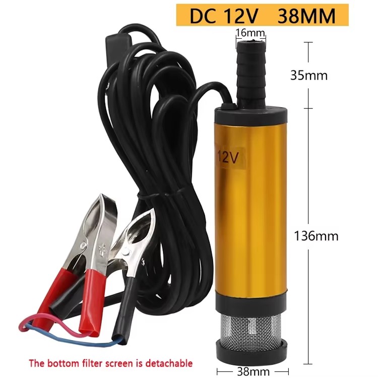 12V DC 38mm Mini Diesel Fuel Water Oil Car Camping fishing Submersible Transfer Pump