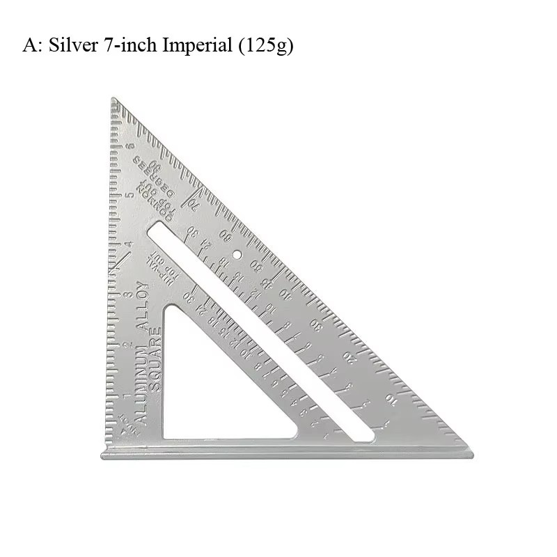7/12Inch Triangle Ruler Measurement Tool Aluminium Alloy Carpenter Tools Inch Angle Ruler Speed Square Woodworking Tools