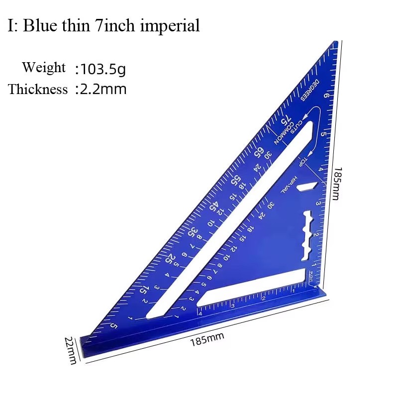 7/12Inch Triangle Ruler Measurement Tool Aluminium Alloy Carpenter Tools Inch Angle Ruler Speed Square Woodworking Tools