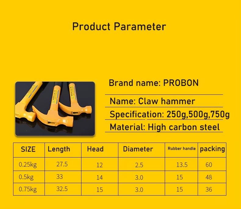 Custom High Carbon Steel Anti-slip Adhesive Handle Steel Pipe Claw Hammer Dovetail Roof Hammer