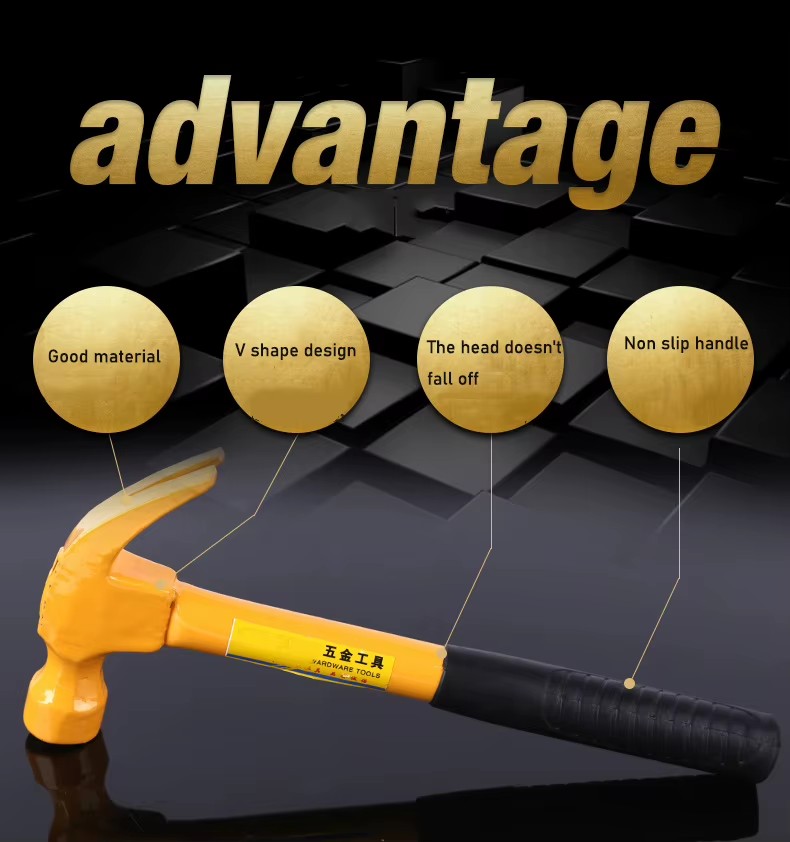 Custom High Carbon Steel Anti-slip Adhesive Handle Steel Pipe Claw Hammer Dovetail Roof Hammer