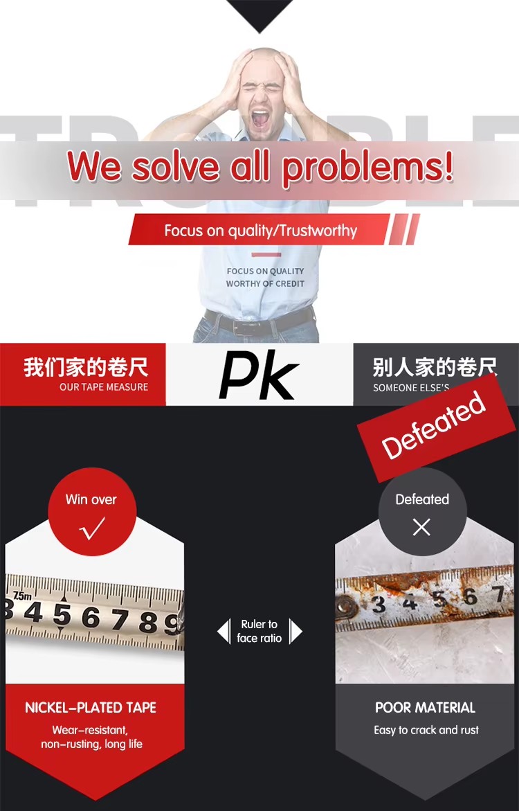 3m 5m 7.5m Professional Stainless Steel Retractable Waterproof Tape Measure Rustproof Measuring Tape