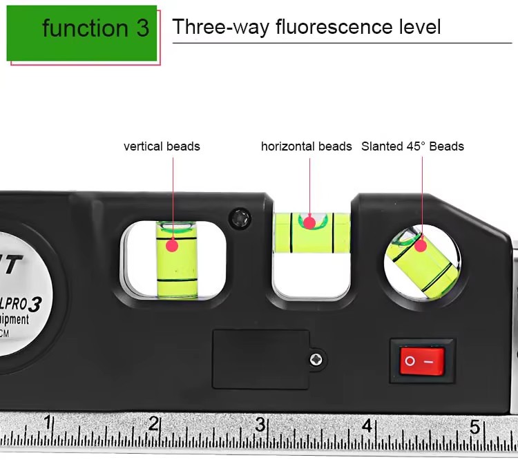 4 in 1 Black Electronic Horizontal Vertical Stainless Steel Auto Lazer Line Digital Measurement Tape