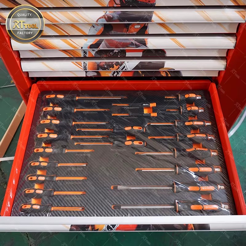 540 Pcs Tool Sets Stainless Steel Tool Chest 7 Drawers Tool Cabinet Cart Trolley Torque Wrench