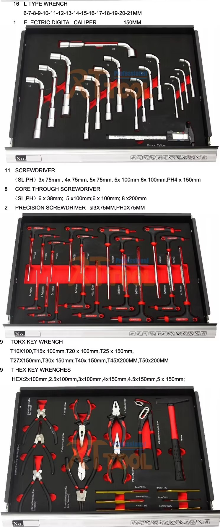 RT 298pcs Tool Cabinet Car Tools Box Set Mechanics Tool Set Wrench Repair