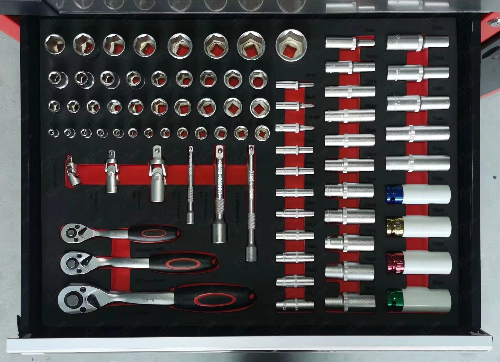 RTTOOL 266-Piece CR-V Auto Repair Tool Kit Mechanic Wrench Hand Set With Combination for Car Workshop Household
