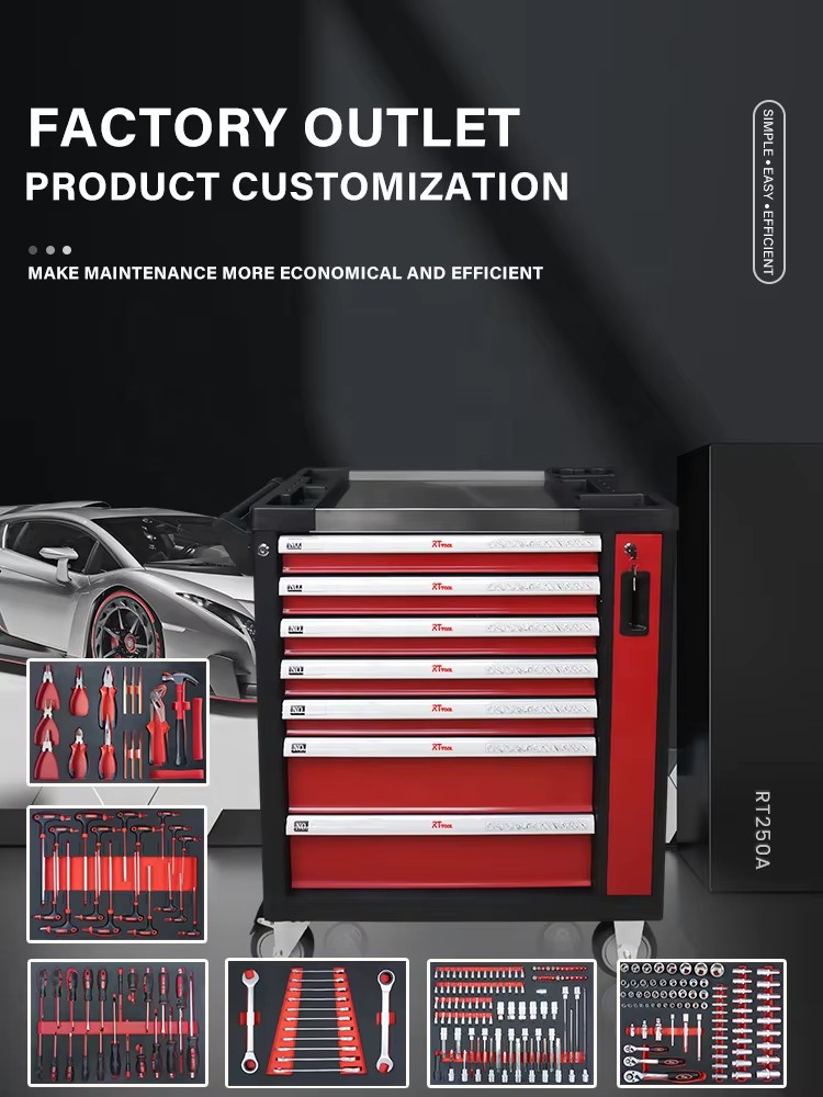 250pcs Professional All Kind of Tools with Tool Cabinet, Workshop Trolley Cabinet