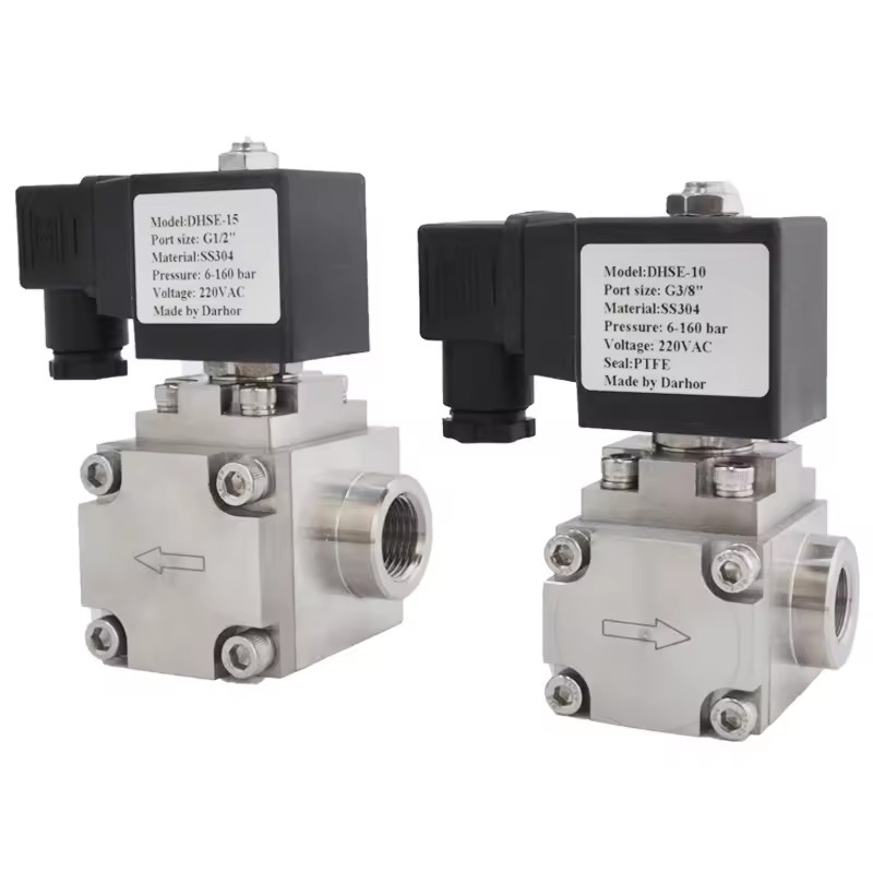 1/2"NPT 3/4"NPT Pilot Operated Stainless Steel High Pressure Water Solenoid Valve 160bar 220VAC