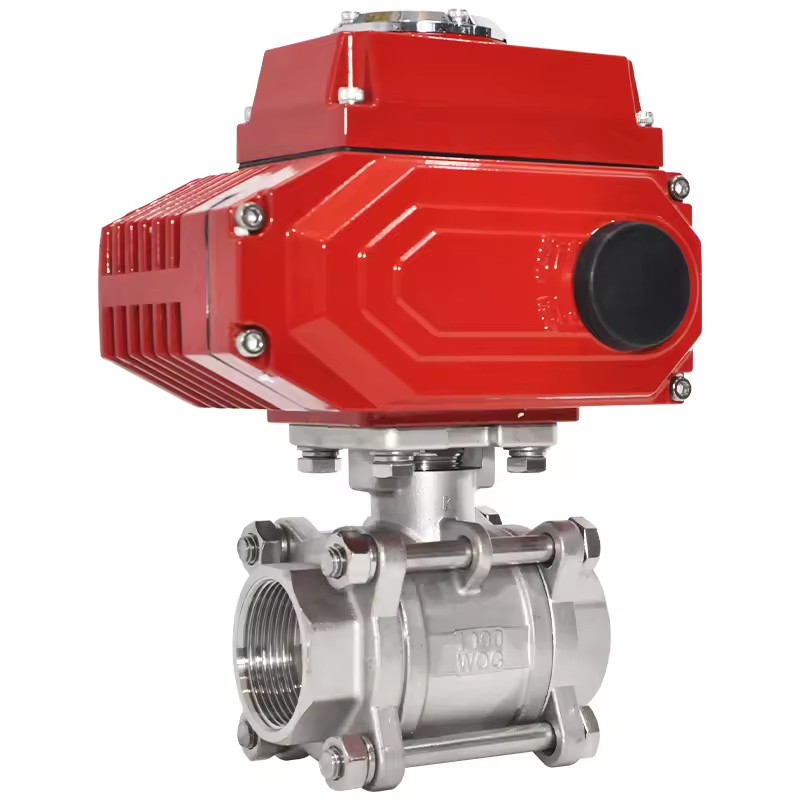 Three Pieces High Temperature Threaded Stainless Steel 304 316 Electric Control Ball Valve DN50 DN80 DN100