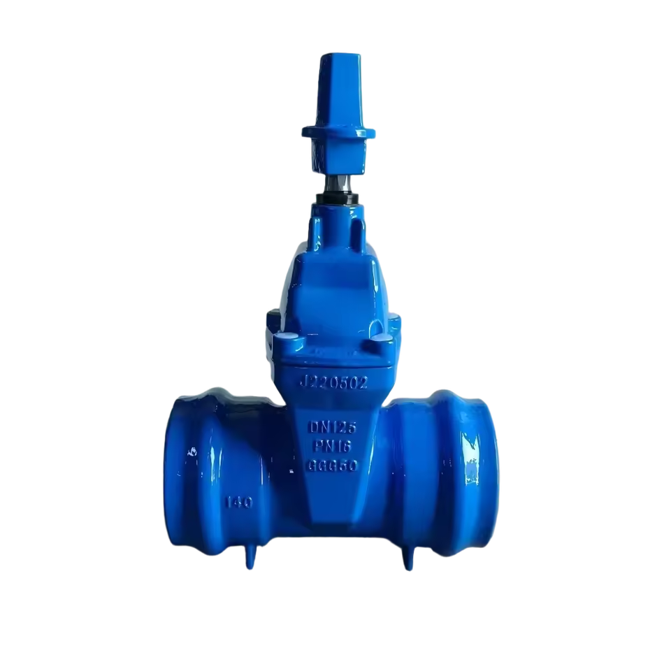 High Quality DIN PN10/PN16 DN125 GGG50/QT450 Socket End Non Rising Stem Resilient Seated Grooved Gate Valve