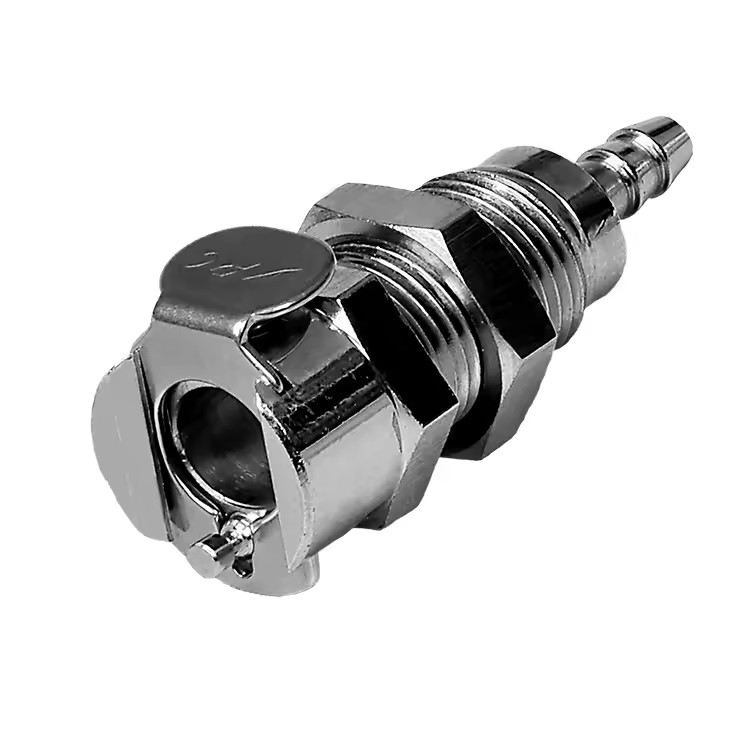 Chrome Plated Brass Quick Coupling Panel Mount Valved Shut-Off Fluid for Pipe Fittings