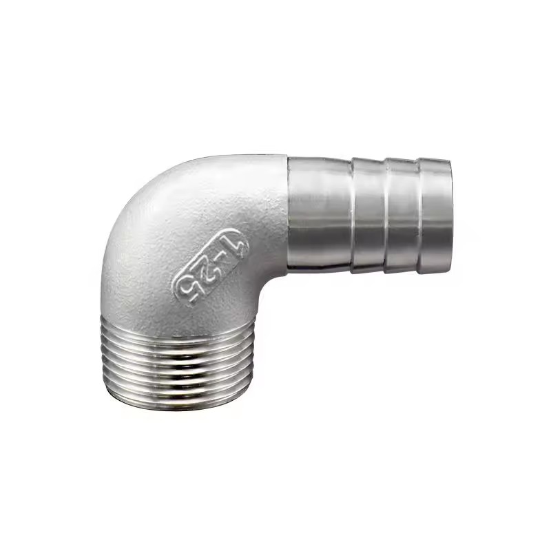 (OEM ODM) High Stainless Steel 304 90 Degree Elbow Male Thread Barbed Hose Nipple Connector Pipe Fitting UV/Corrosion Resistant