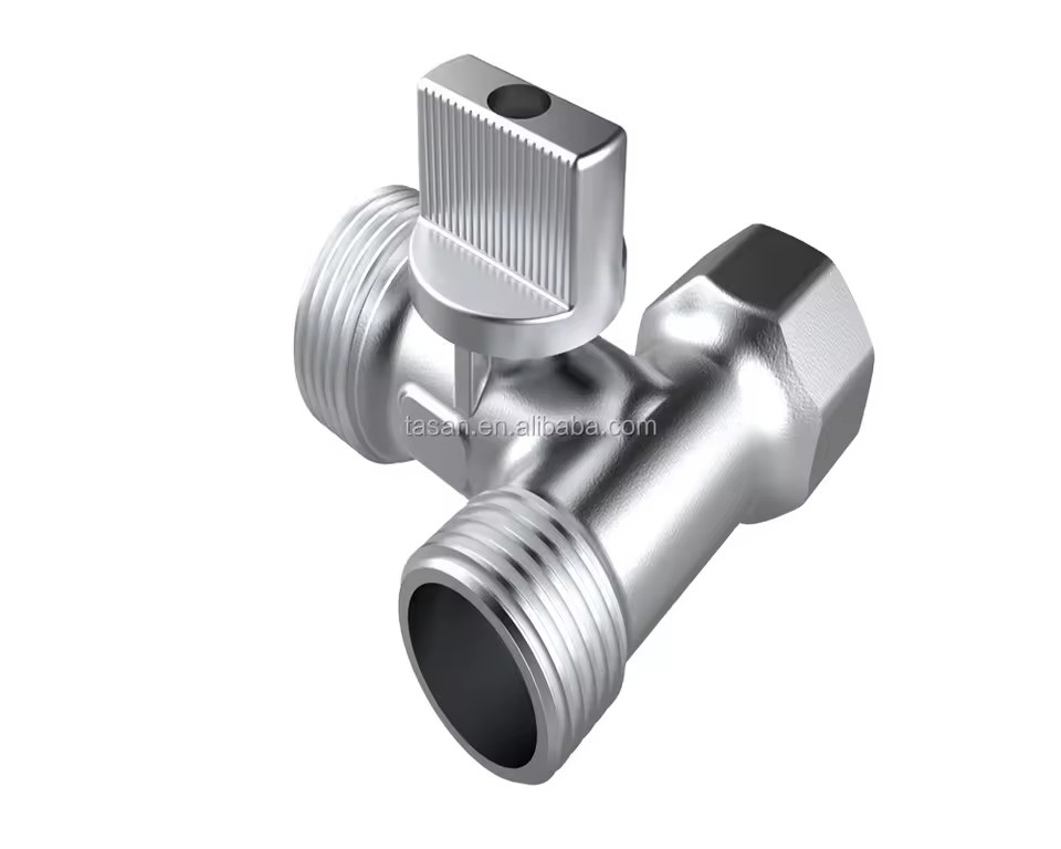 S3115 1/2x3/4x1/2 BSP threaded 3way Brass Washing Machine Ball angle Valve