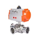 DQ 304stainless steel Sanitary Class T Clamp 3-Way Ball Valve Pneumatic three-way quick-installation ball valve