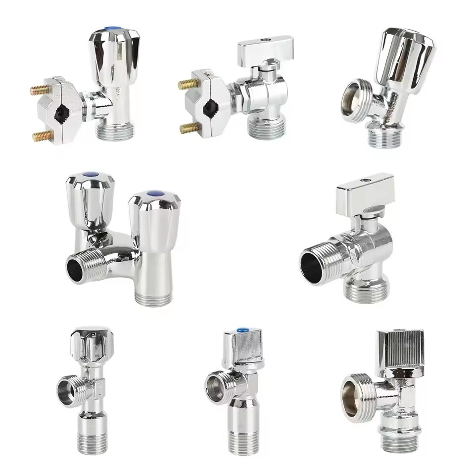 OEM 3/4in" 3/8" Angle Valve Brass Chrome Plating Water Valve Male Female Thread 3 Ways Sanitary Mine Valve