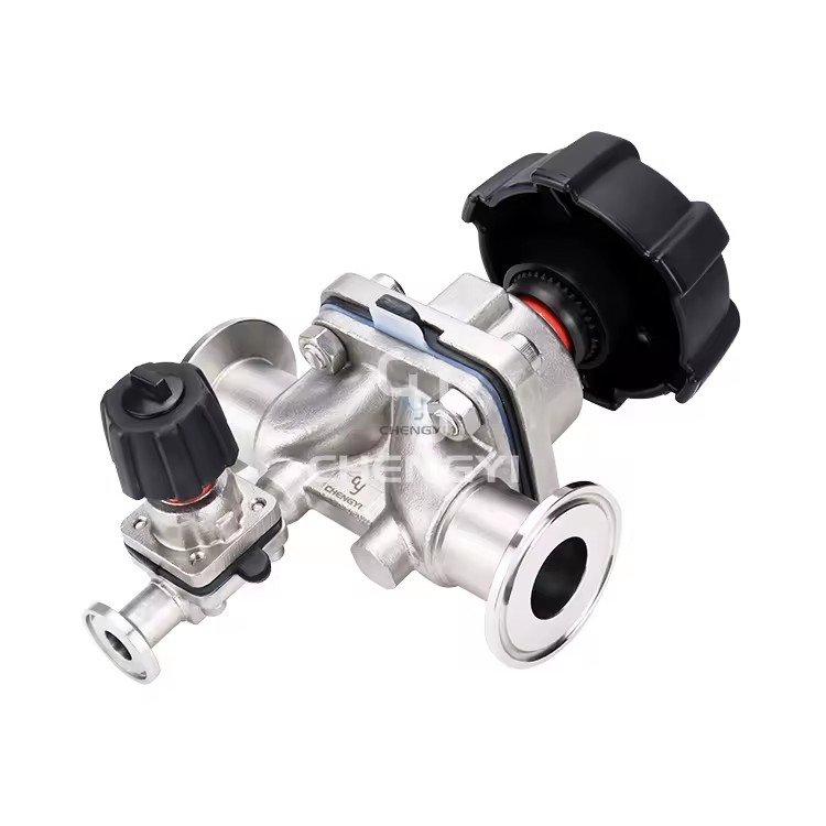 Stainless Steel Sanitary Aseptic Manual Combined Block Diaphragm Valve with Bypass Valve DN25-DN10