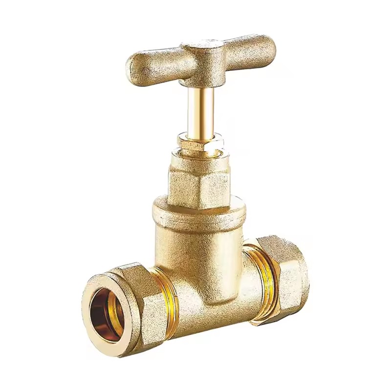 Brass Straight Stop Cock Valve Compression Water Shut Off Valve 15mm 22mm